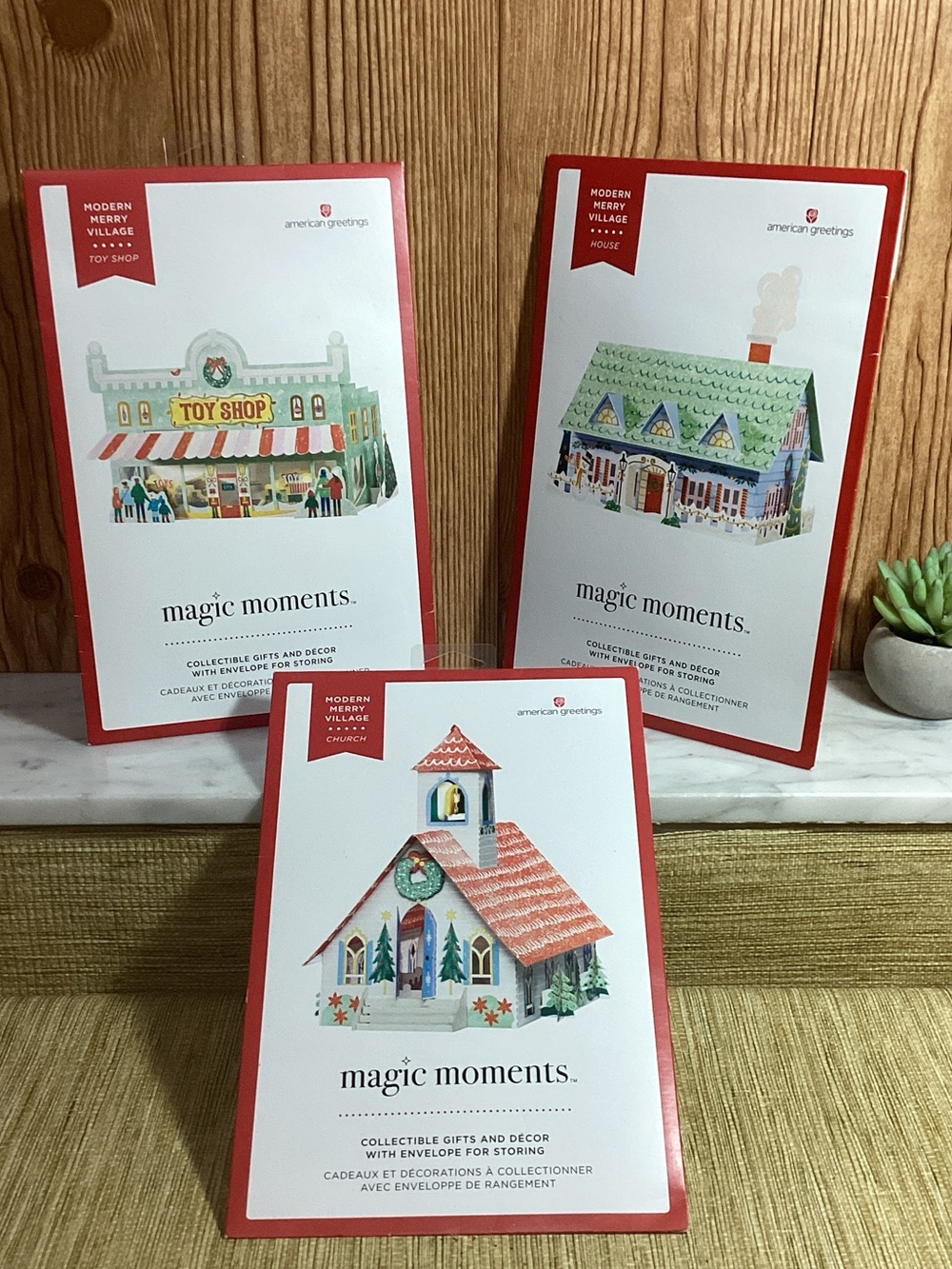 American Greetings Modern Merry Village Magic Moments lot of 3